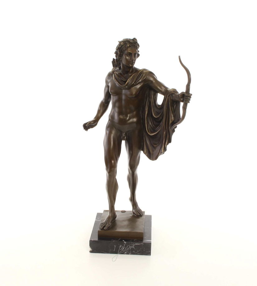 Apolo Belvedere-statueta din bronz cu un soclu din marmura