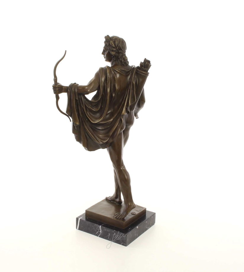 Apolo Belvedere-statueta din bronz cu un soclu din marmura
