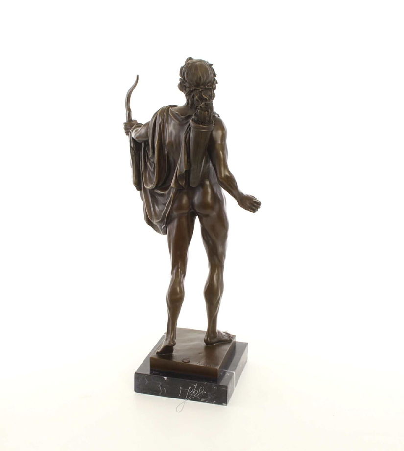 Apolo Belvedere-statueta din bronz cu un soclu din marmura