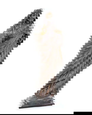 Isus Hristos-statueta din bronz cu un soclu din marmura