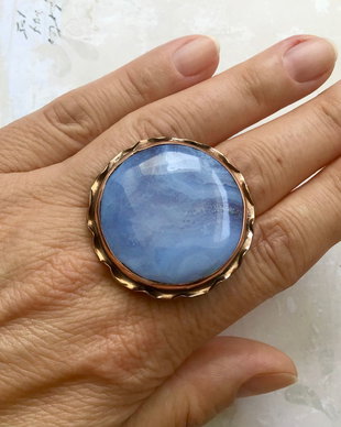 Inel cupru & Calcedonie Blue