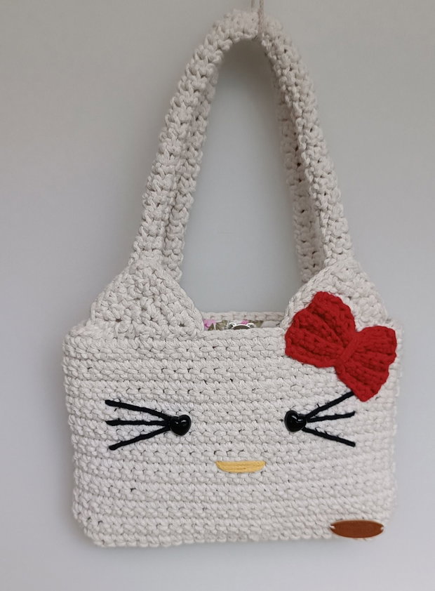 Geantă croșetată Hello Kitty