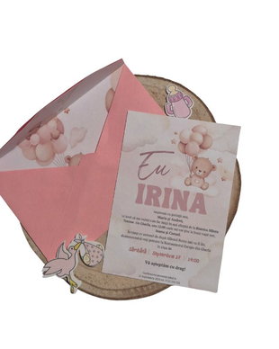 Invitație botez fetiță cu Ursuleț