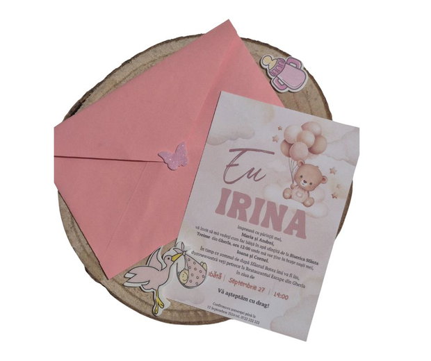 Invitație botez fetiță cu Ursuleț