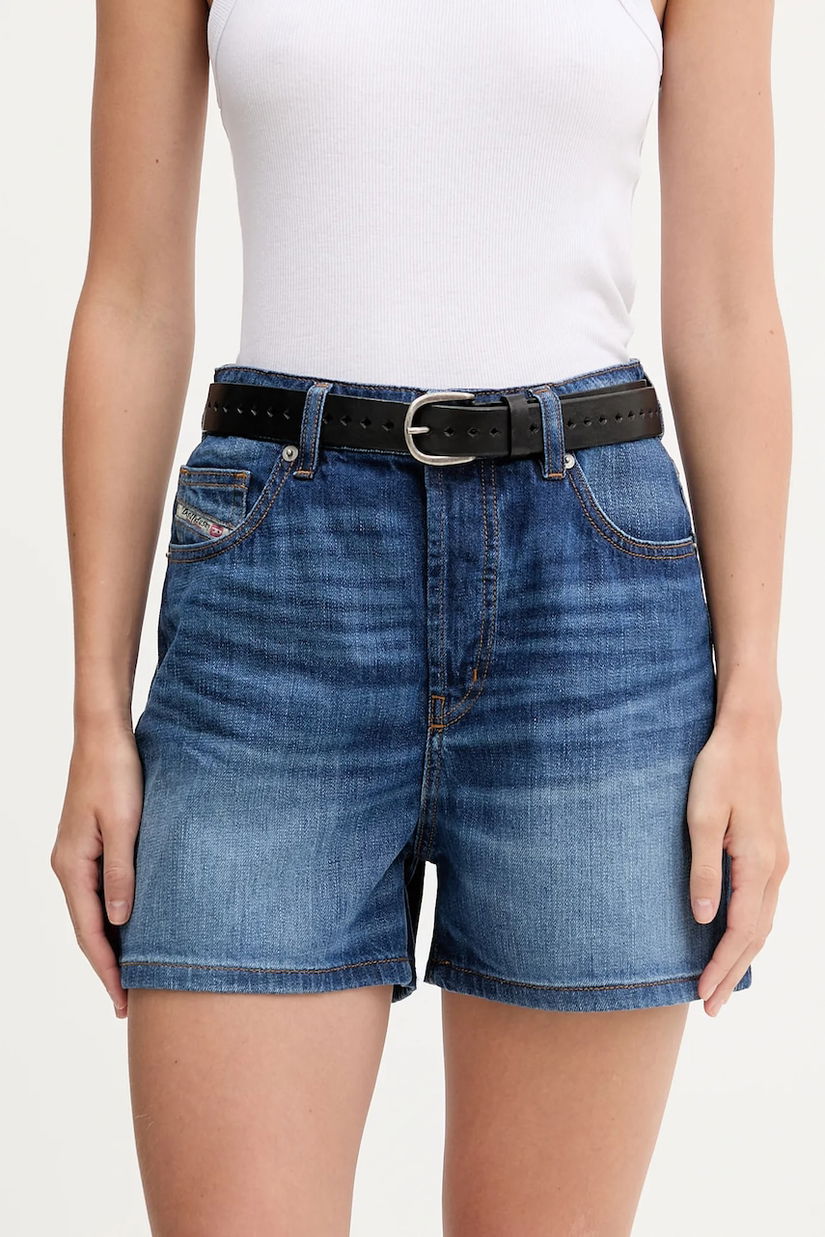 Diesel pantaloni scurți jeans DE-JIRO SHORTS uni, high waist, A19060.0DBEL