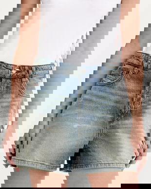 Diesel pantaloni scurți jeans DE-JIRO SHORTS uni, high waist, A19060.0DBEC