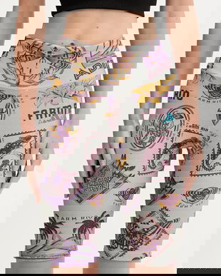 adidas pantaloni scurți x Farm Rio culoarea gri, cu imprimeu, high waist, JM8345