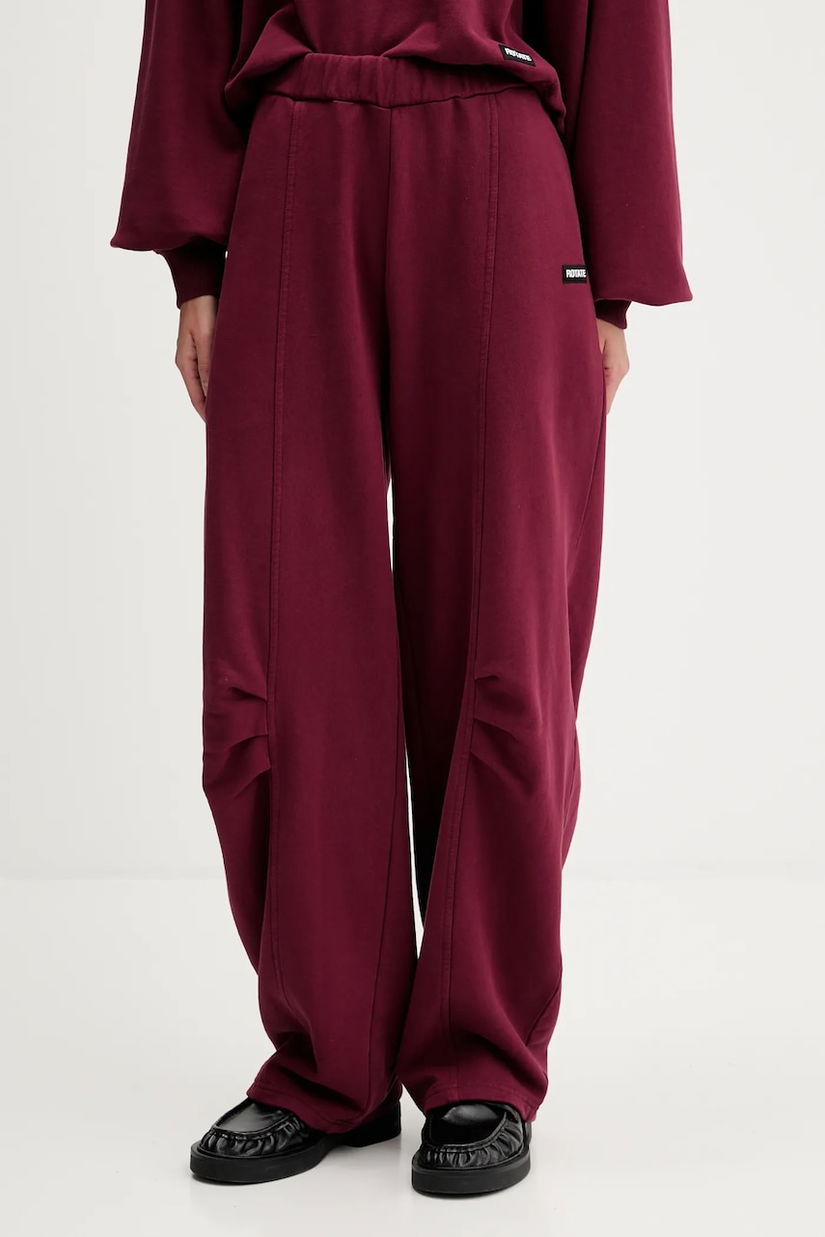 Rotate pantaloni de trening din bumbac culoarea bordo, uni, 1143882734