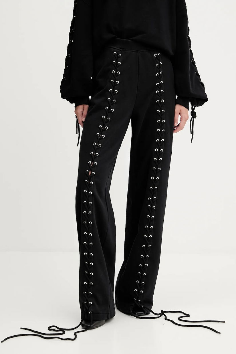 Rotate pantaloni de trening din bumbac culoarea negru, uni, 114389100