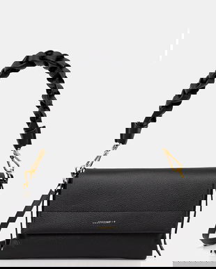 Coccinelle geantă de piele BOHEME GRANA DOUBLE culoarea negru, E1.M50.12.01.01