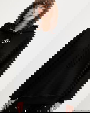 Diesel hanorac de bumbac F-BUXT-HOOD-OD culoarea negru, cu glugă, uni, A19448.0BMBJ