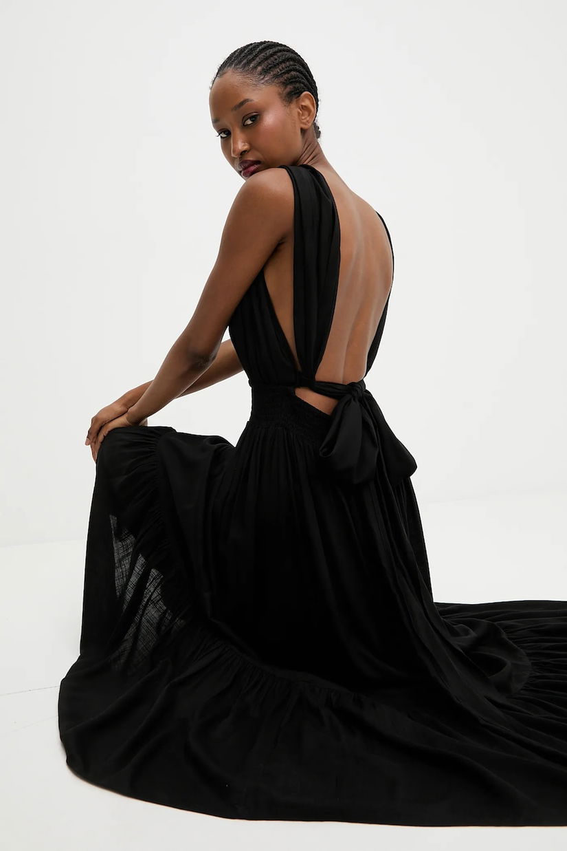 Answear.LAB rochie culoarea negru, maxi, evazati