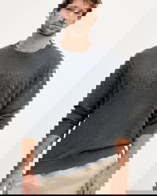 Pepe Jeans hanorac de bumbac DARIUS CREW barbati, culoarea gri, cu imprimeu, PM582760