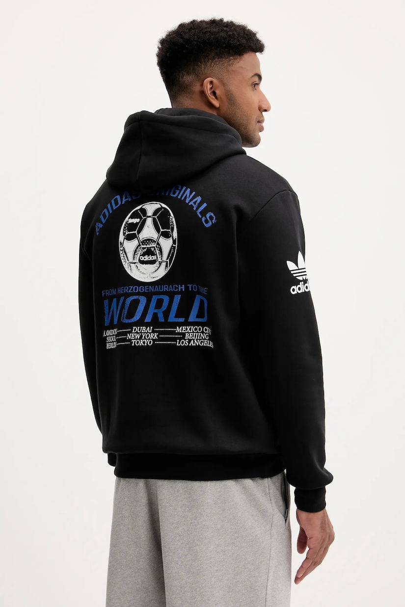 adidas Originals bluză Graphic Hoodie culoarea negru, cu glugă, cu imprimeu, JX3058
