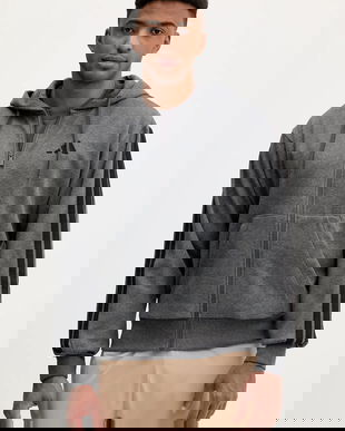 adidas cardigan Essentials culoarea gri, cu glugă, uni, JL9824