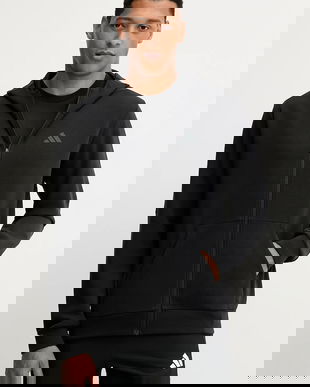 adidas Performance hanorac de antrenament Designed for Training culoarea negru, cu glugă, uni, IY1131