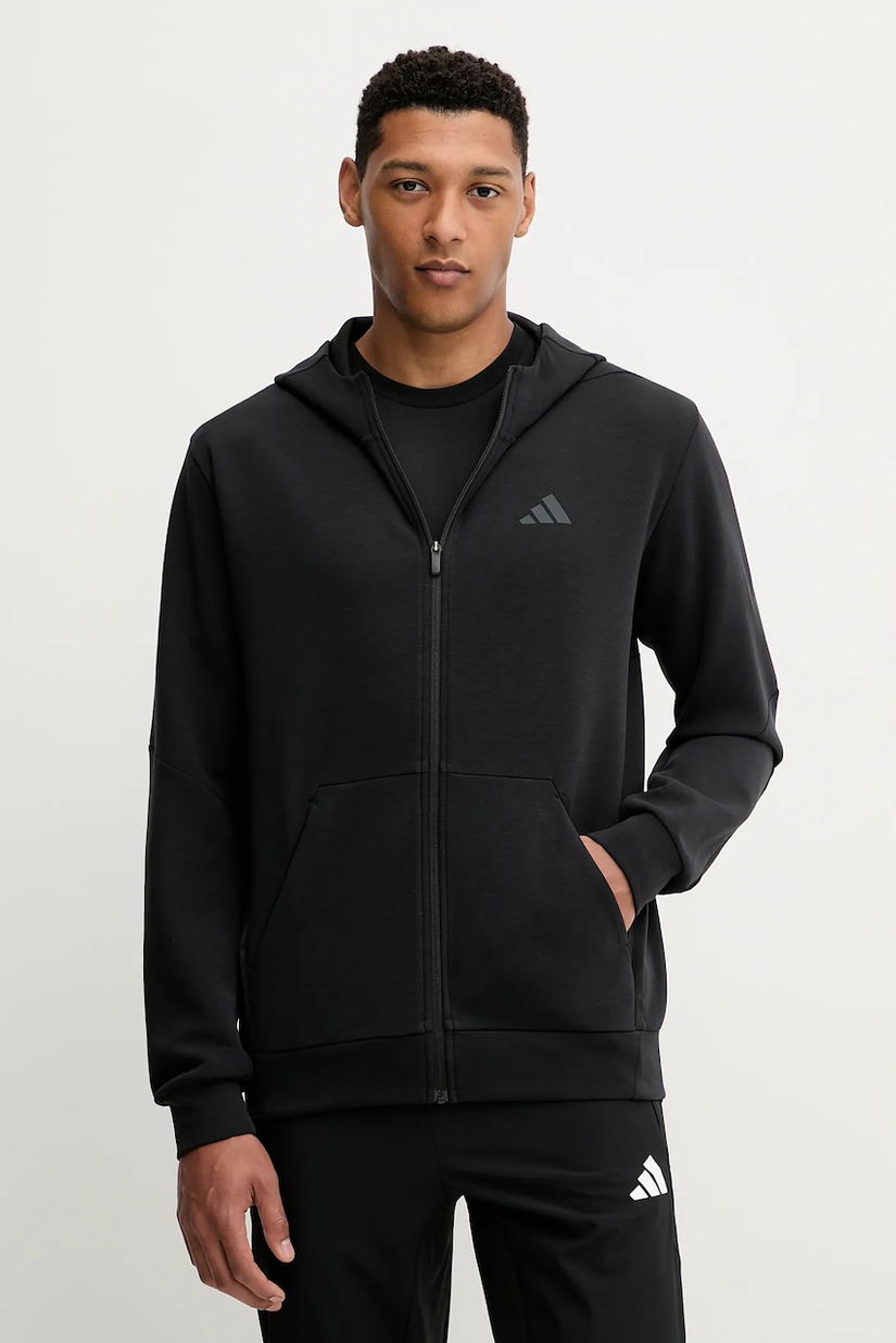 adidas Performance hanorac de antrenament Designed for Training culoarea negru, cu glugă, uni, IY1131