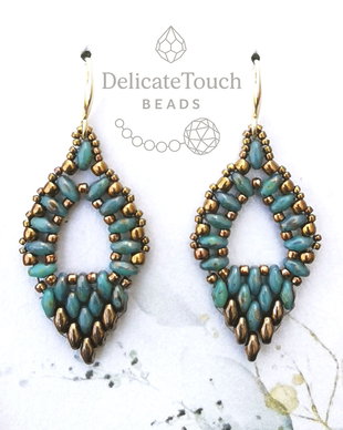 Cercei Geometrici cu Turcoaz Patinat si Bronz Auriu | Design Geometric Elegant, look vintage antic