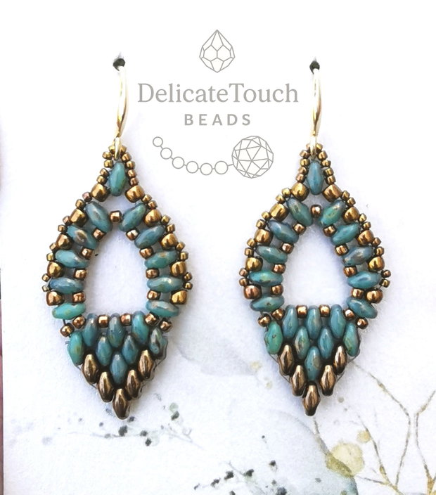 Cercei Geometrici cu Turcoaz Patinat si Bronz Auriu | Design Geometric Elegant, look vintage antic