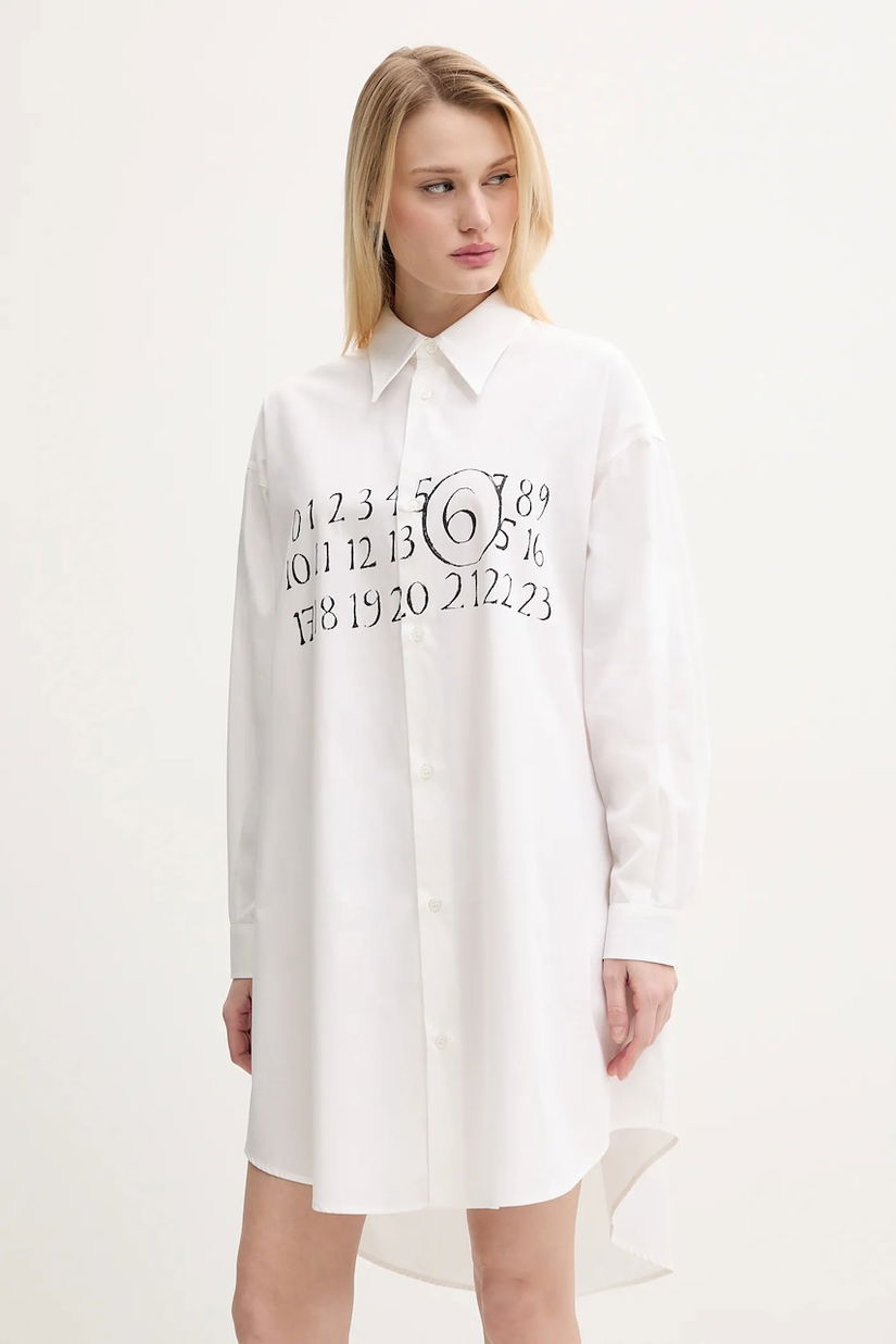 MM6 Maison Margiela rochie din bumbac culoarea bej, mini, oversize, S52CT0787.M35152