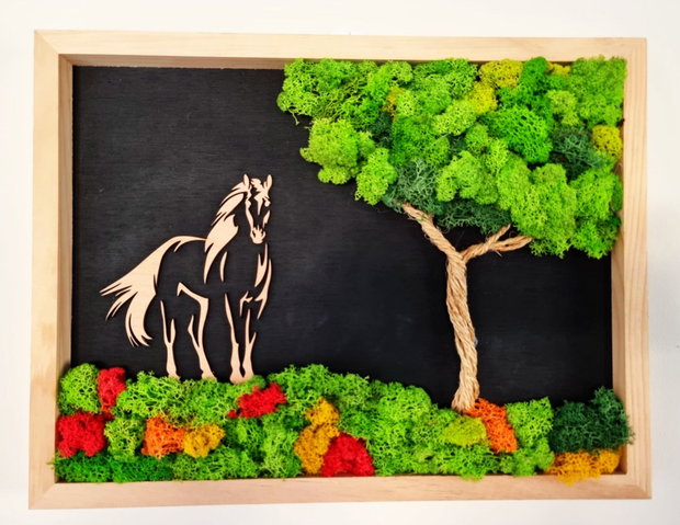 Ramă Foto Copacul cu Cal Decor cu Licheni Naturali, 42.5X32.5 cm