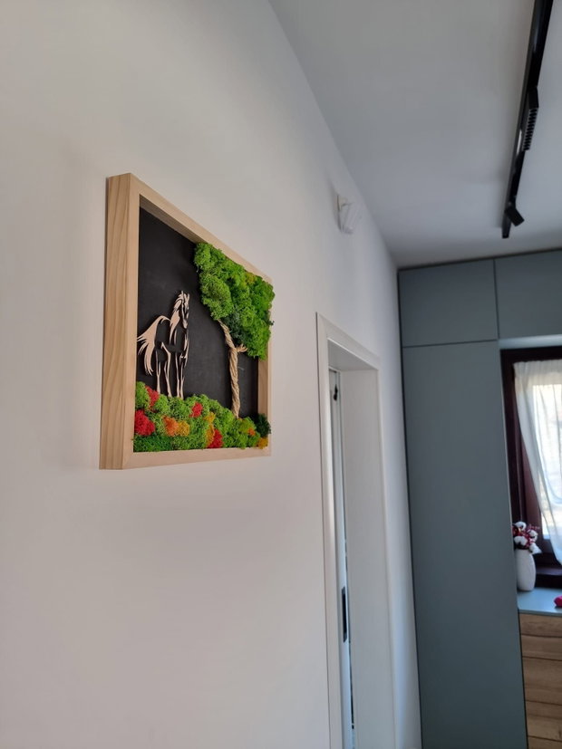 Ramă Foto Copacul cu Cal Decor cu Licheni Naturali, 42.5X32.5 cm