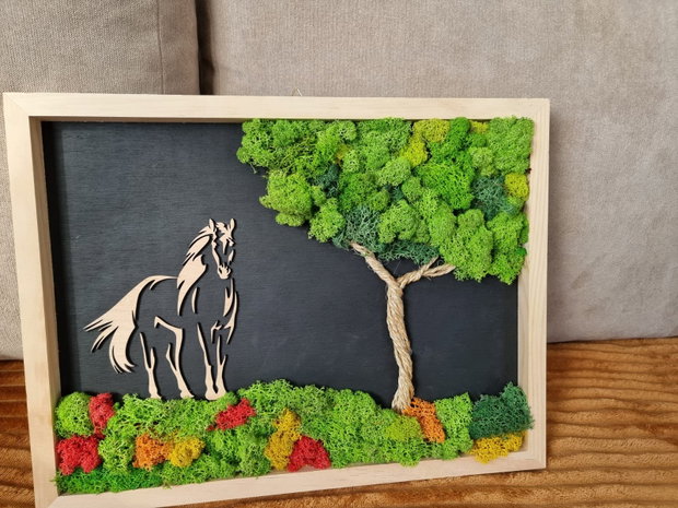 Ramă Foto Copacul cu Cal Decor cu Licheni Naturali, 42.5X32.5 cm