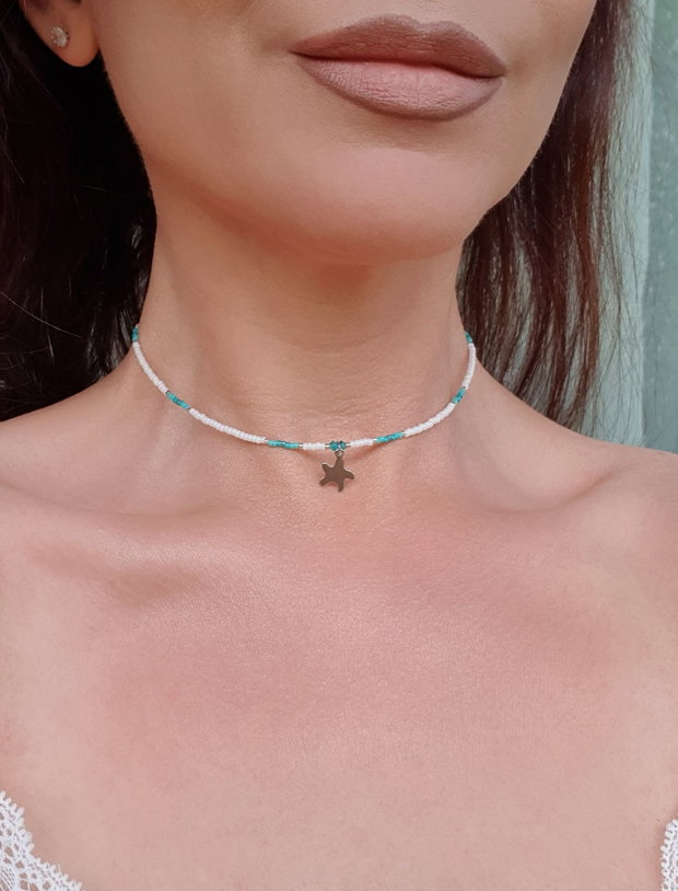 Choker delicat de vară cu charm steluță de mare oțel inoxidabil