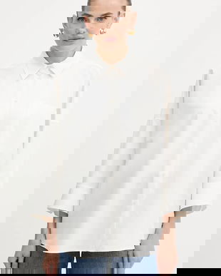 Weekend Max Mara cămașă din bumbac ZAVORRA culoarea bej, cu guler clasic, relaxed, 2525116121600