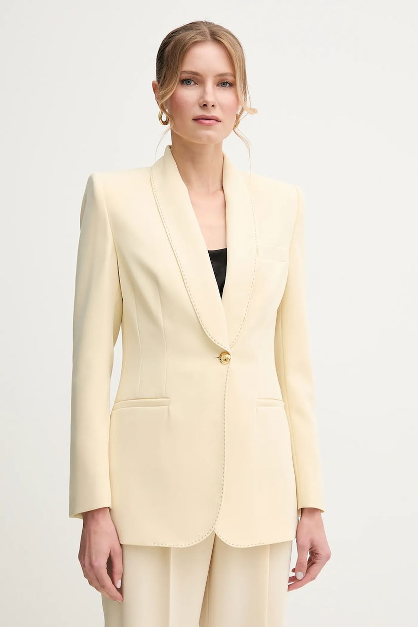 Elisabetta Franchi sacou culoarea galben, un singur rand de nasturi, uni, GI09051E2