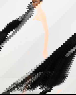 Answear.LAB fusta culoarea negru, maxi, evazati