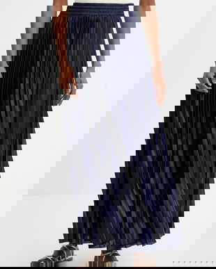 Answear.LAB fusta culoarea albastru marin, maxi, evazati