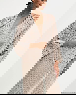 Answear.LAB sacou culoarea maro, oversize, neted