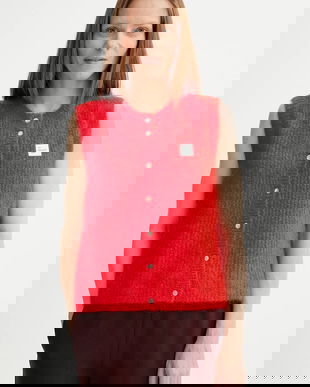 American Vintage vestă din amestec de lână culoarea roșu, light, EAST19MC