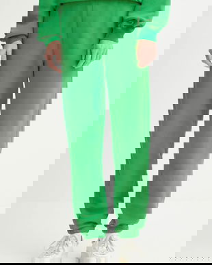 American Vintage pantaloni de trening culoarea verde, uni, IZU05B