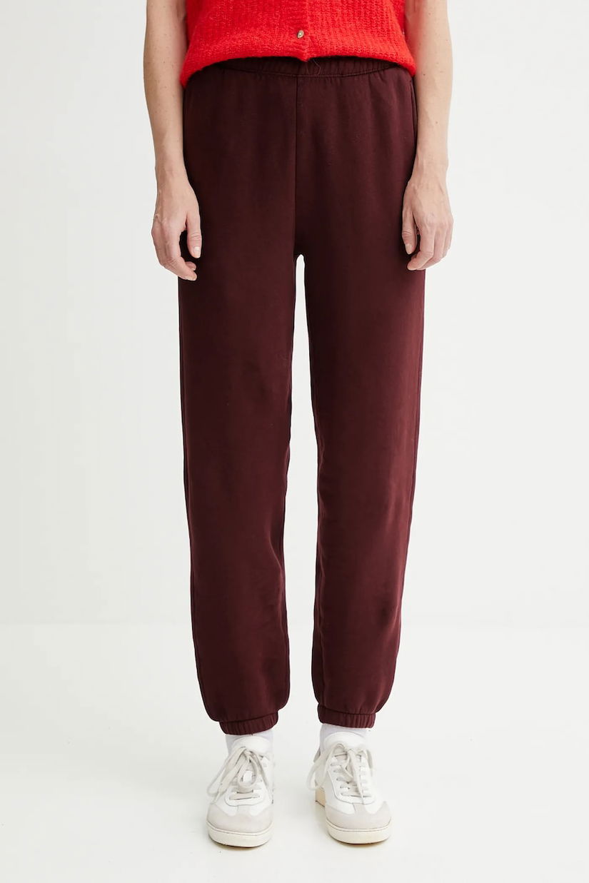 American Vintage pantaloni de trening culoarea bordo, uni, IZU05B