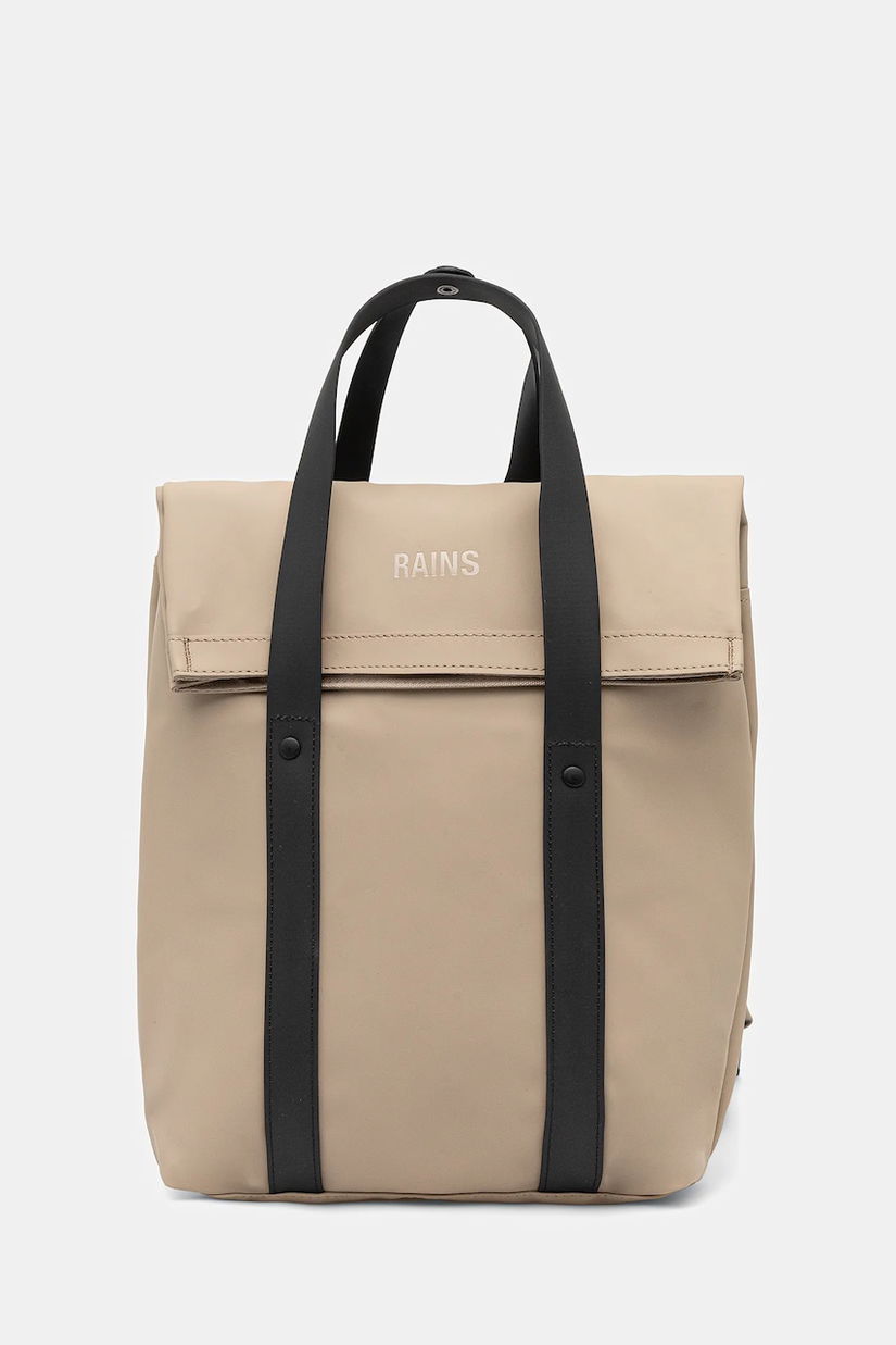 Rains rucsac 12780 2 Way Tote Backpack Mini culoarea bej, mare, uni, 12780