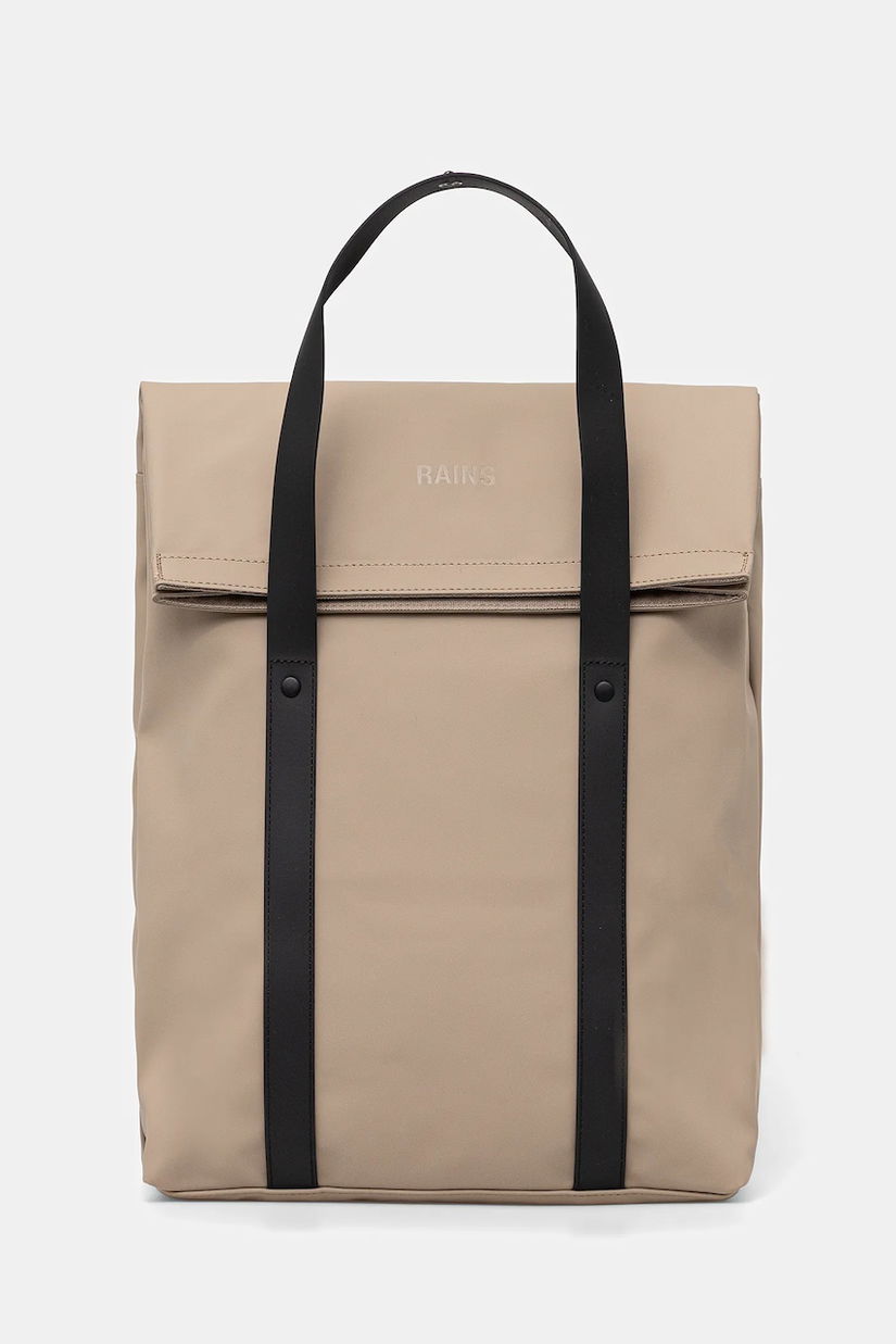 Rains rucsac 12940 2 Way Tote Backpack culoarea bej, mare, uni, 12940