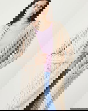 Medicine cardigan culoarea bej cald pentru femei