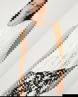 Medicine bluză din bumbac culoarea alb, in modele florale