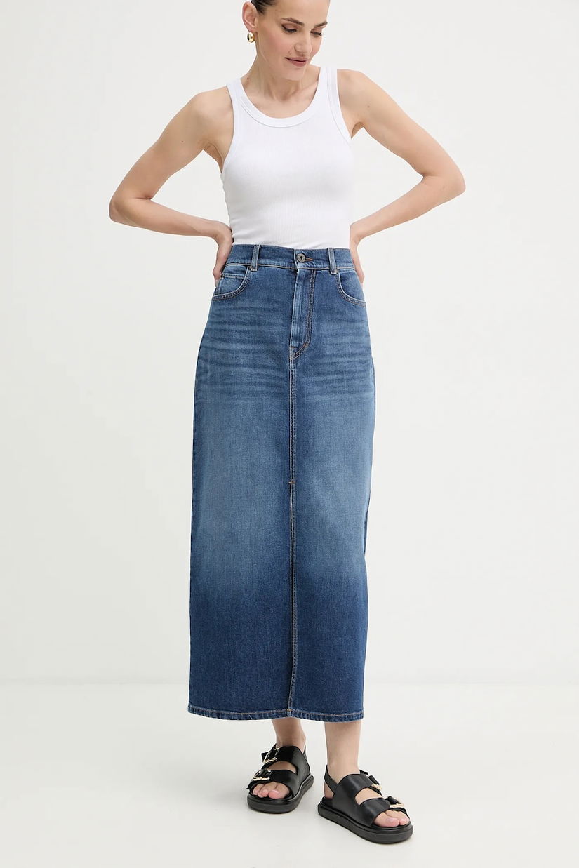 Weekend Max Mara fustă jeans ZARELIA culoarea albastru marin, maxi, drept, 2525106061600