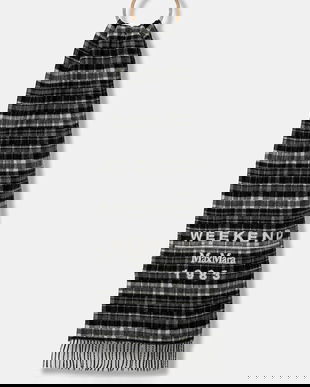 Weekend Max Mara fular de lână PAGELLA culoarea gri, cu imprimeu, 2525546085600