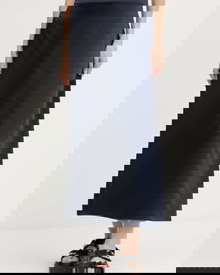 Weekend Max Mara fustă ANGELO culoarea albastru marin, maxi, evazati, 2525106041600