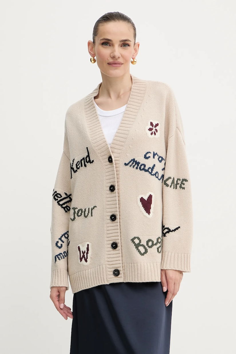Weekend Max Mara cardigan din lână BELGIO culoarea bej, călduros, 2525346082600