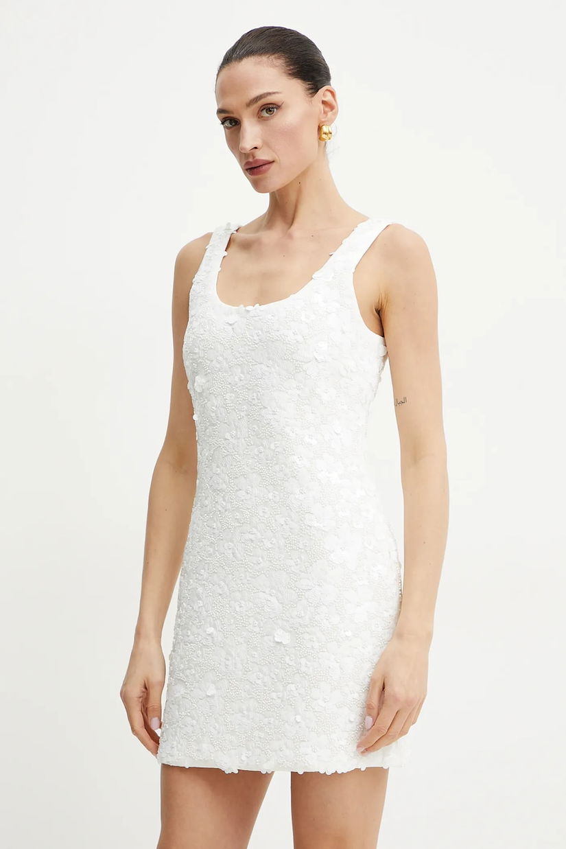 MICHAEL Michael Kors rochie culoarea alb, mini, mulată, MS582XYHHS