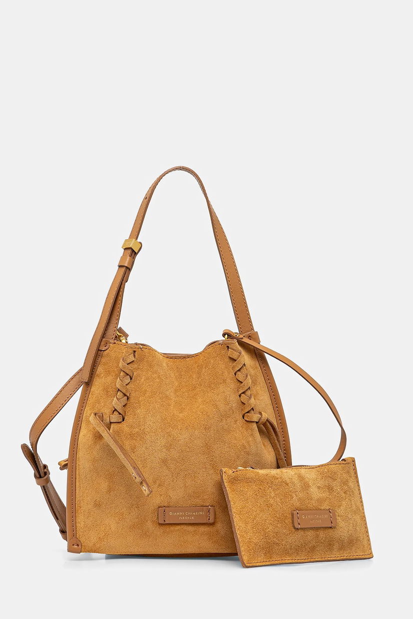 Gianni Chiarini geanta de mana din piele intoarsa DORY culoarea bej, BS 11305 CM-PL