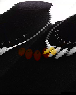 Colier statement handmade unicat agate galbene (cod1261)