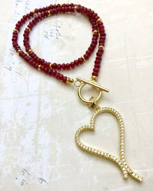 Colier inima aurie & agate visinii