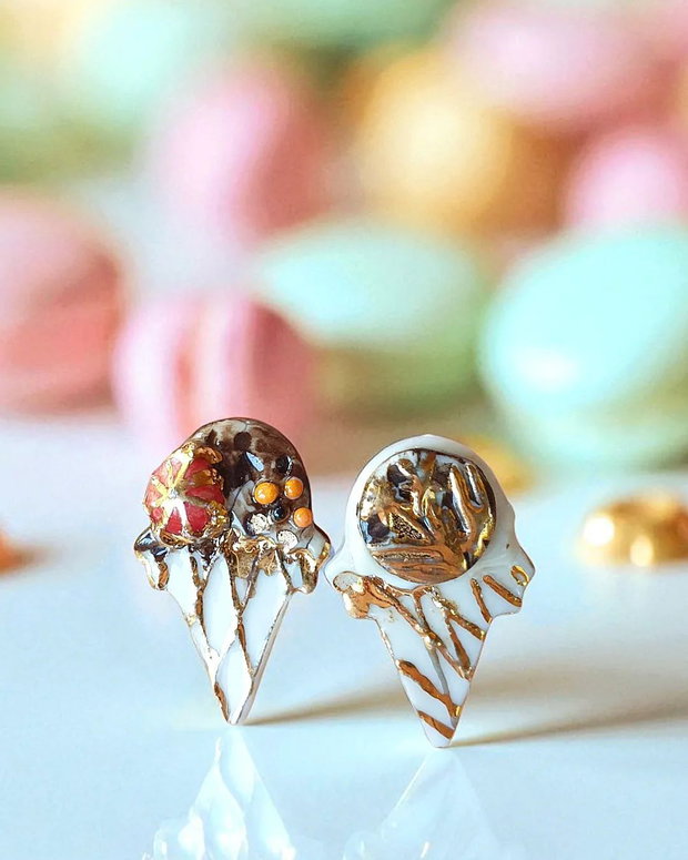 Cercei din portelan pictati manual - SWEETS&TREATS