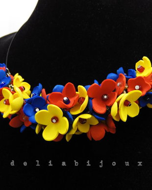 Colier handmade statement - Tricolor (cod1262)